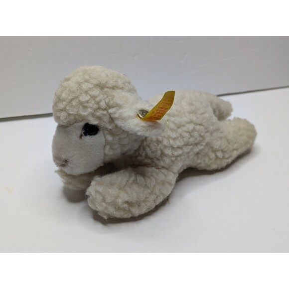 Steiff Lamb Stuffed Plush Mini 7in Sheep Laying Lying 5668/16 Tag In Ear - Picture 1 of 10